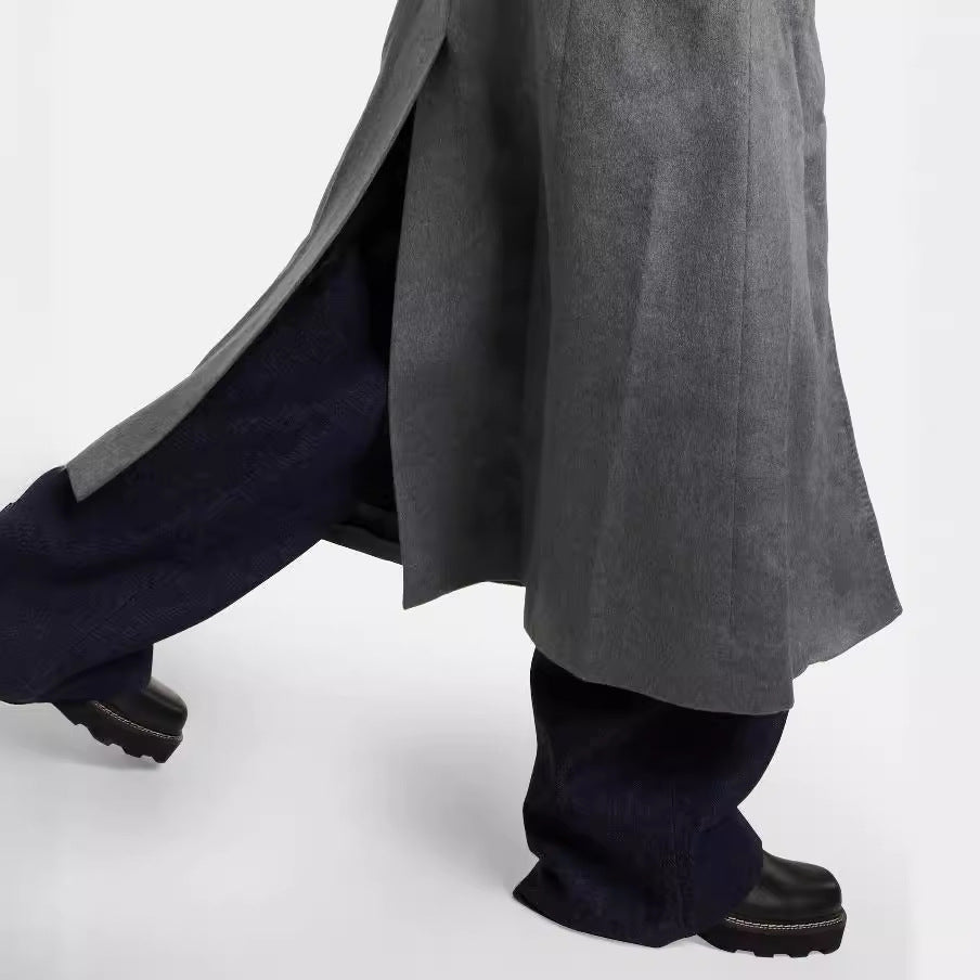 Women's Floor-Length Double-Breasted Coat in Vintage Tailoring with Wide Shawl Collar Chichicherry