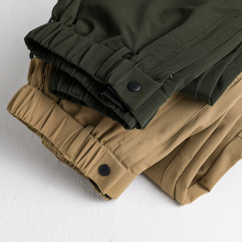 Men's Utility Cargo Pants with Elastic Waistband, Knee Patches, and Flap Pockets Chichicherry