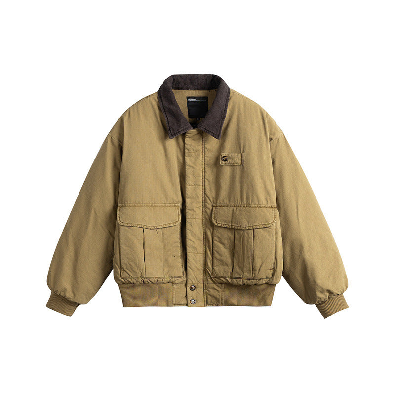 Men's short-cut utility blouson jacket with cord collar and patch pockets Chichicherry