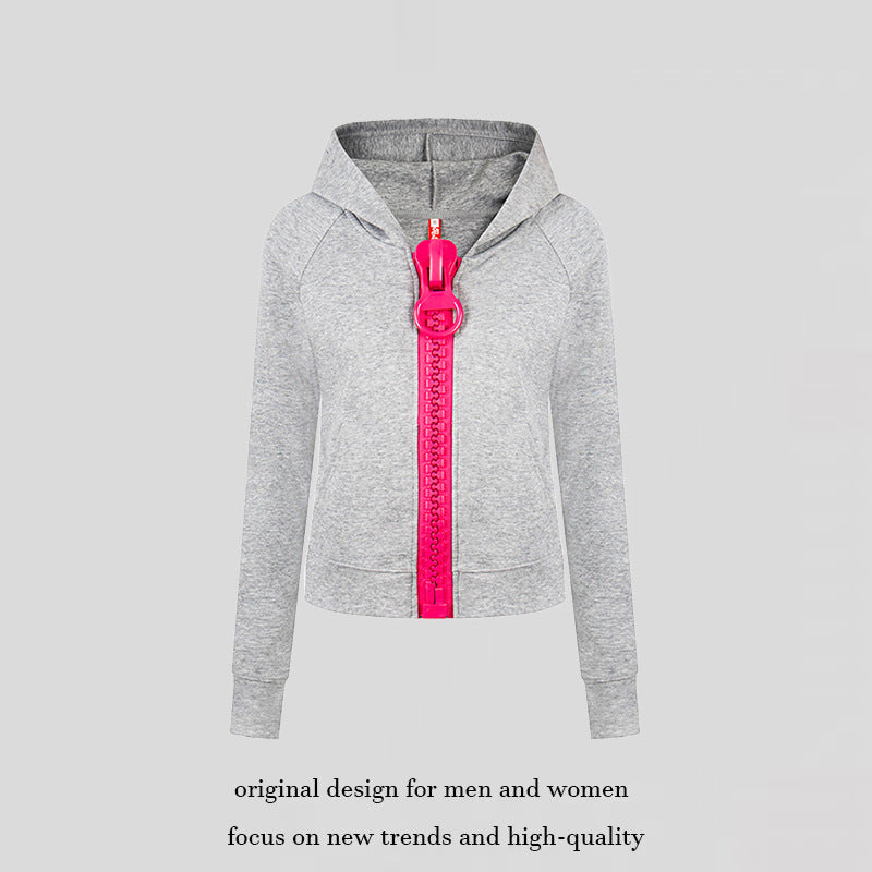Women’s hooded sweatshirt jacket with oversized zipper and relaxed fit Chichicherry
