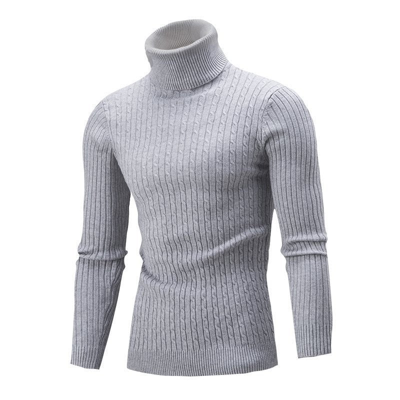 Men's Tailored Thermal Roll Neck Sweater with Cable and Rib Knit Structure Chichicherry
