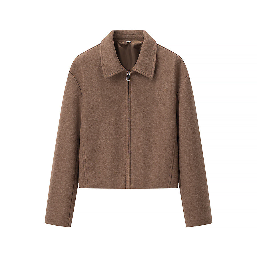 Women's short jacket made of wool blend with zipper and boxy oversized silhouette Chichicherry