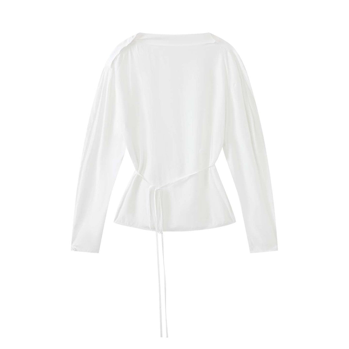Women Asymmetric One-Shoulder Wrap Blouse made of Satin Chichicherry