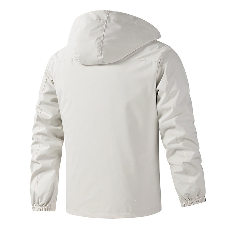 Men's Breathable Water-Resistant Hooded Outdoor Jacket with Checked Lining, Multifunctional Pockets & Adjustable Hood Chichicherry