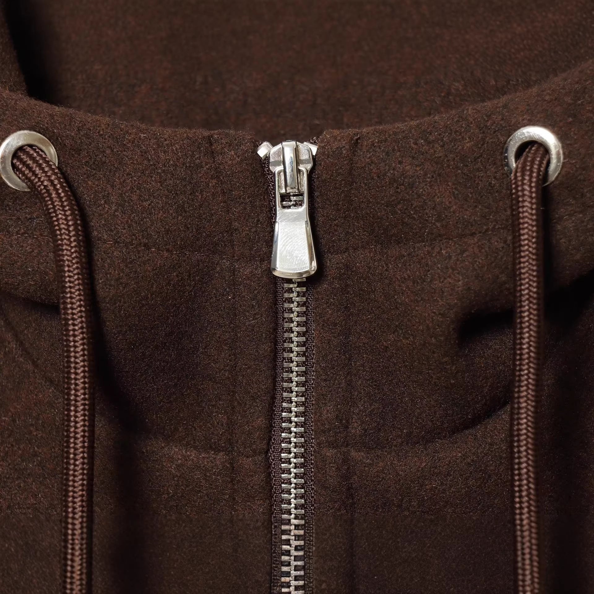 Women Oversize Wool Blend Hoodie with Zip and Drawstring Chichicherry