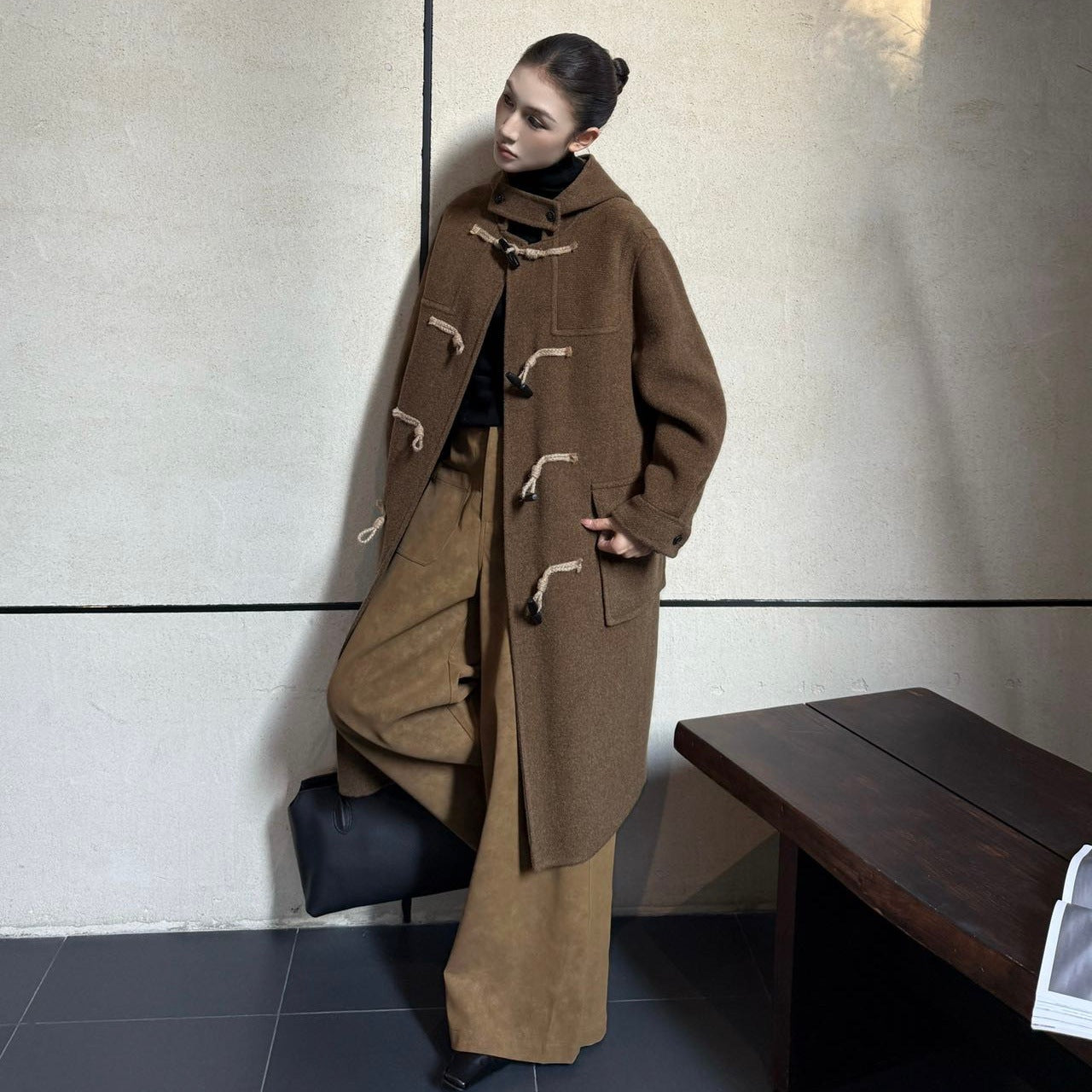 Women's wool duffle coat with toggle closures and oversized fit Chichicherry