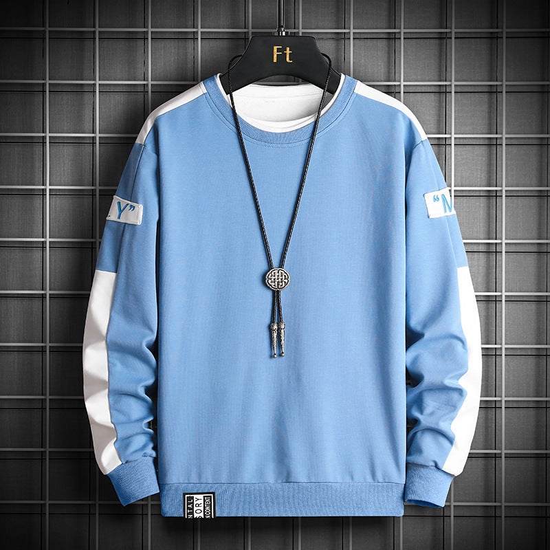 Men's Loose Sweatshirt in Urban Layer Look with Shoulder Panels and Ribbed Hem Chichicherry
