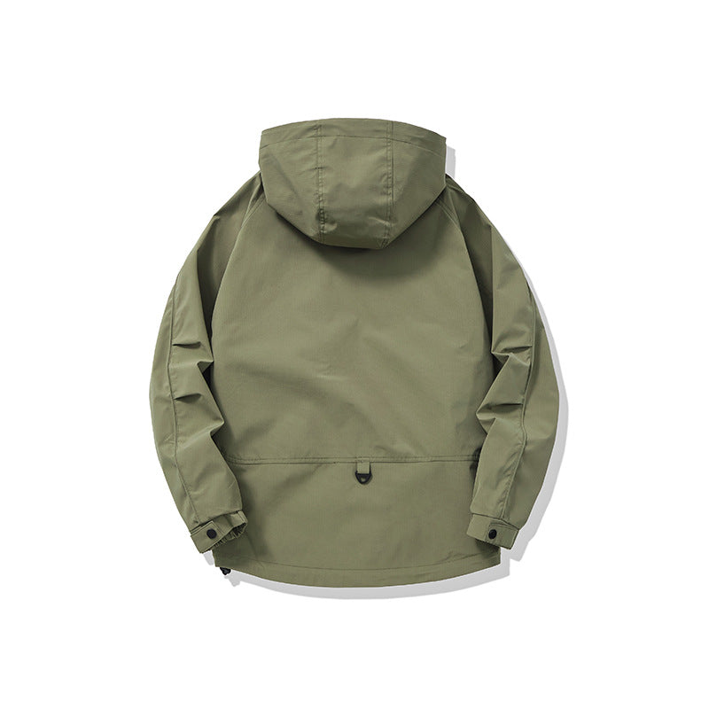 Unisex Technical Utility Field Jacket with Hood and Multiple Zipper Pockets Chichicherry