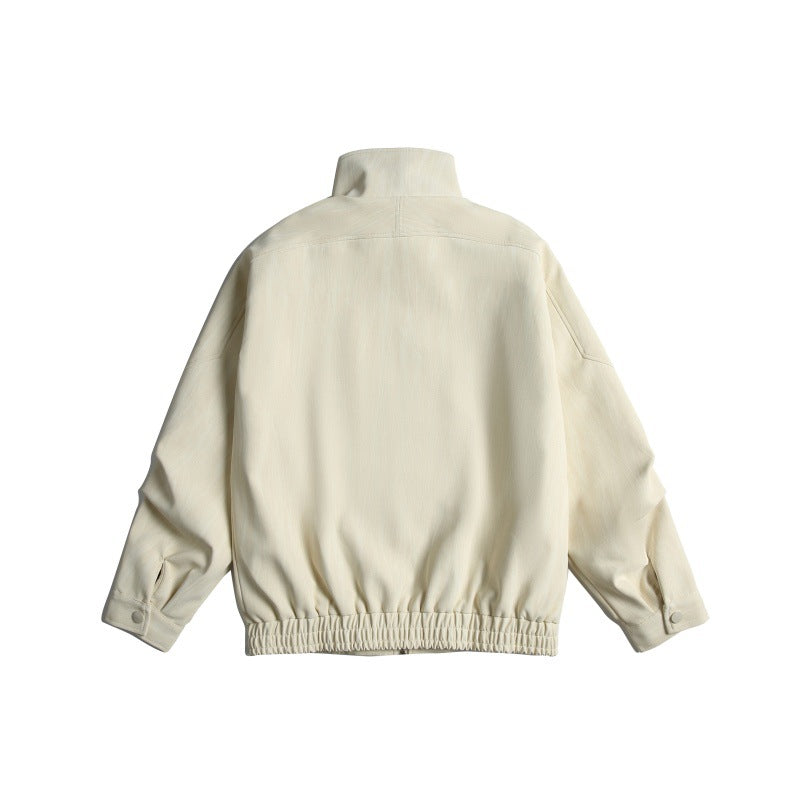 Unisex Short Cropped Boxy Blouson Jacket with Funnel Collar, Epaulettes and Waist Belt Chichicherry