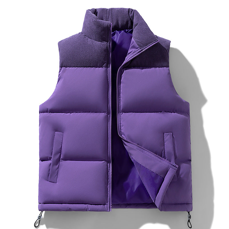 Men's Padded Quilted Vest with Cord Collar, Thermal Insulation and Drawstring Hem Chichicherry