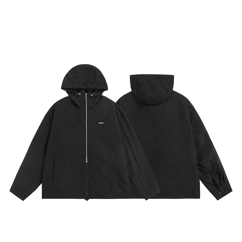 Unisex Ultralight Packable Hooded Jacket in Boxy Relax Fit with Two-Way Metal Zipper Chichicherry