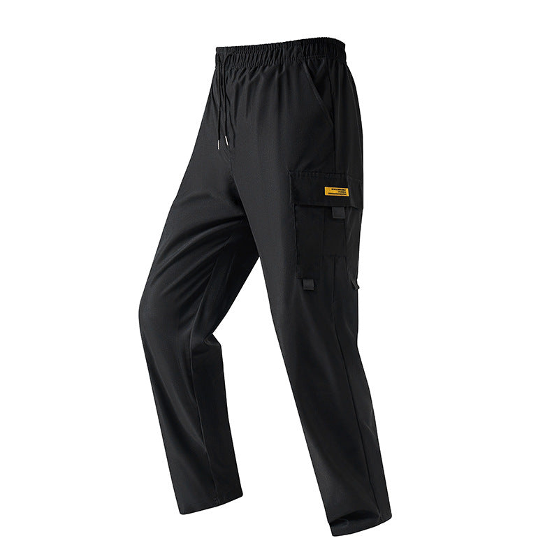 Men's Lightweight Utility Cargo Pants with Elastic Waistband, Drawstring & Side Flap Pocket Chichicherry