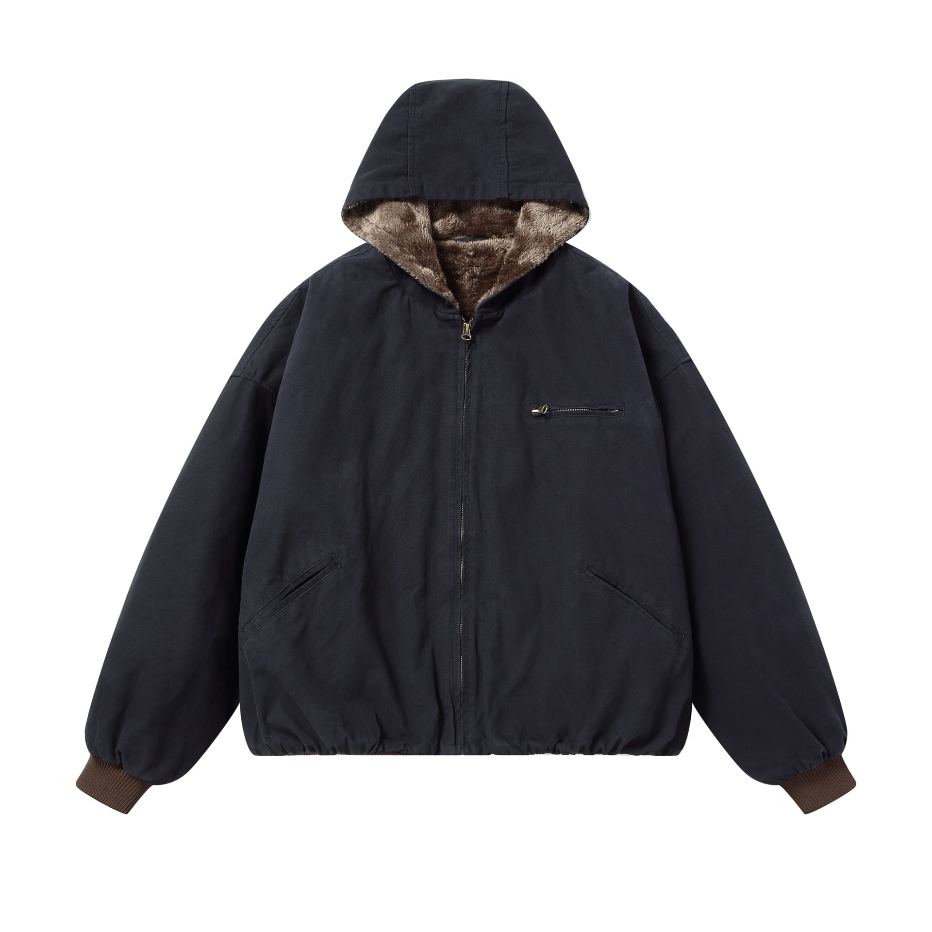Men's Padded Hoodie with Faux Fur Lining and Elastic Hem Chichicherry