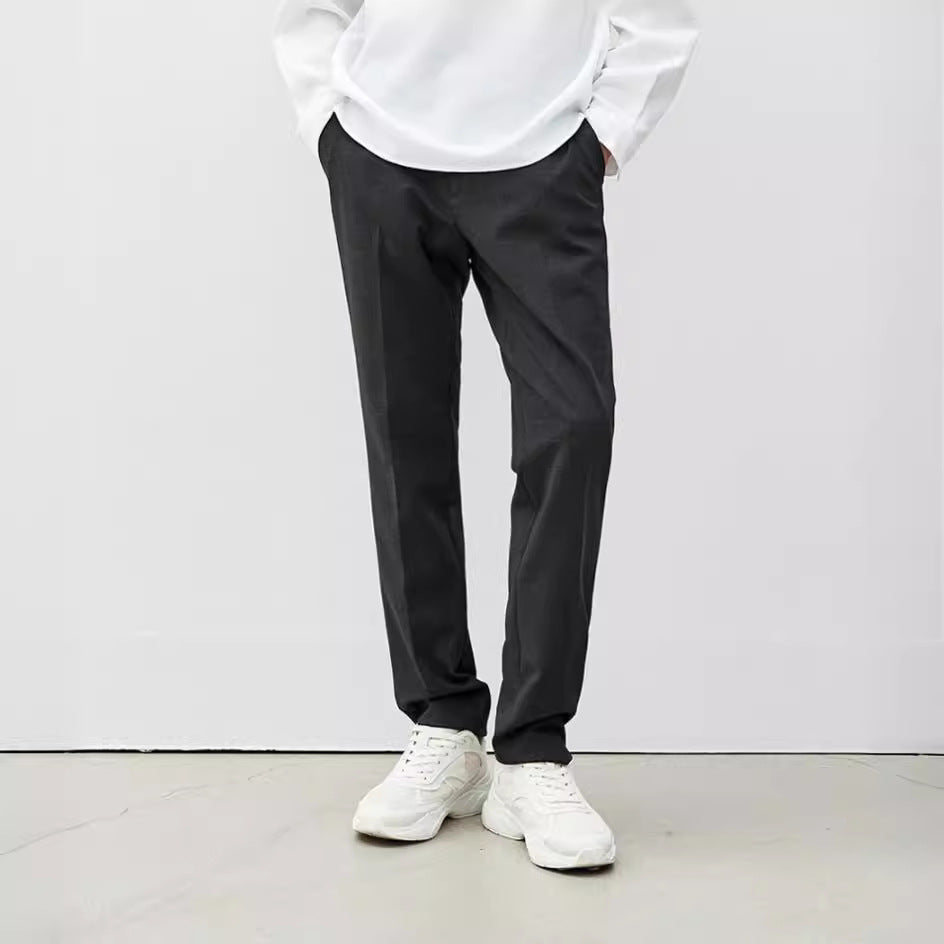 Men's Elegant Straight Cut Suit Trousers with Fold and Straight Leg Chichicherry