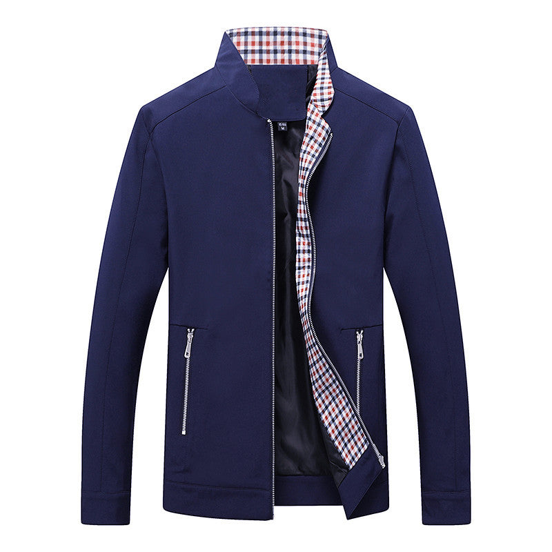 Men's Light Softshell Blouson Jacket with Stand-Up Collar and Checkered Lining Chichicherry