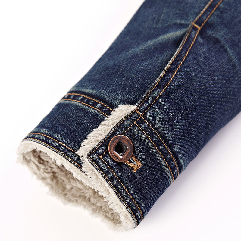 Men's denim jacket with warming Sherpa lining and shirt collar Chichicherry