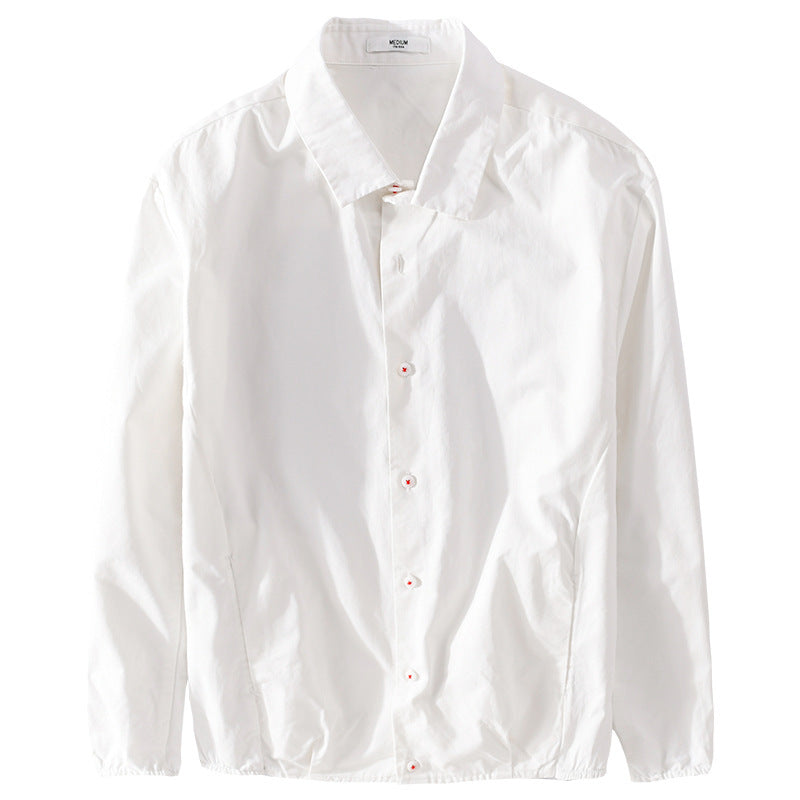 Men's Lightweight Transition Shirt Jacket with Elastic Hem and Kent Collar Chichicherry