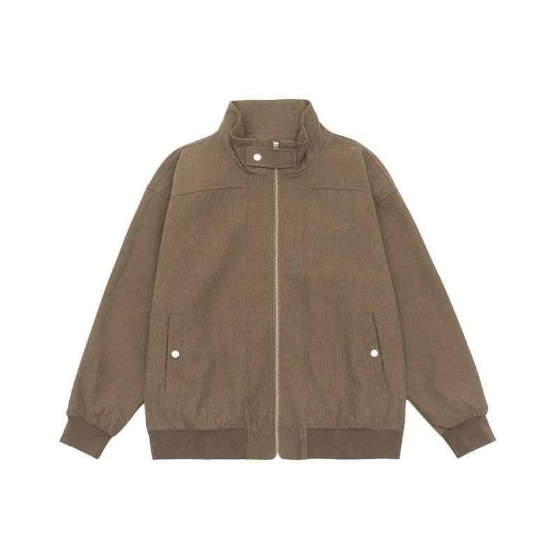Unisex Teddy-Fleece Bomber Jacket with Stand-Up Collar and Snap Pockets Chichicherry