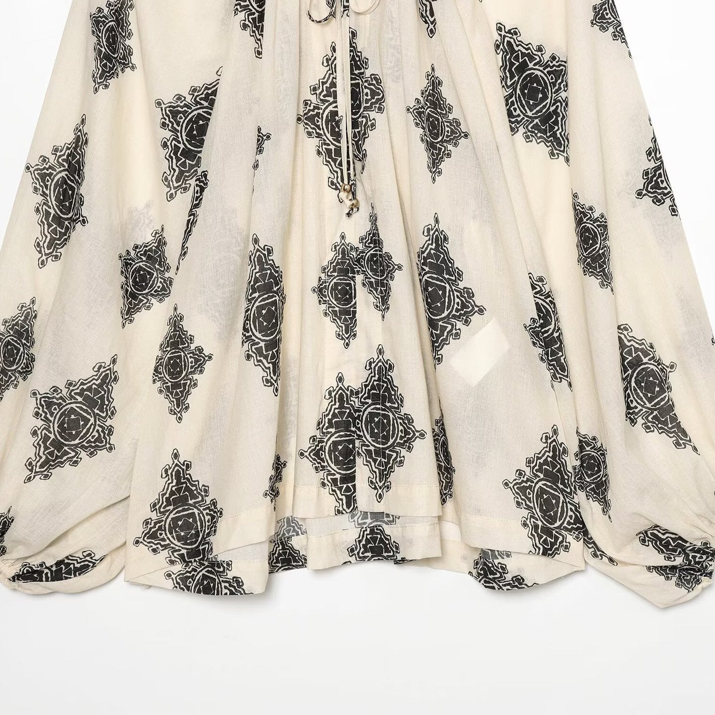 Women's Lightweight Chiffon Tunic with Ruffled Collar, Tie Band and Balloon Sleeves Chichicherry