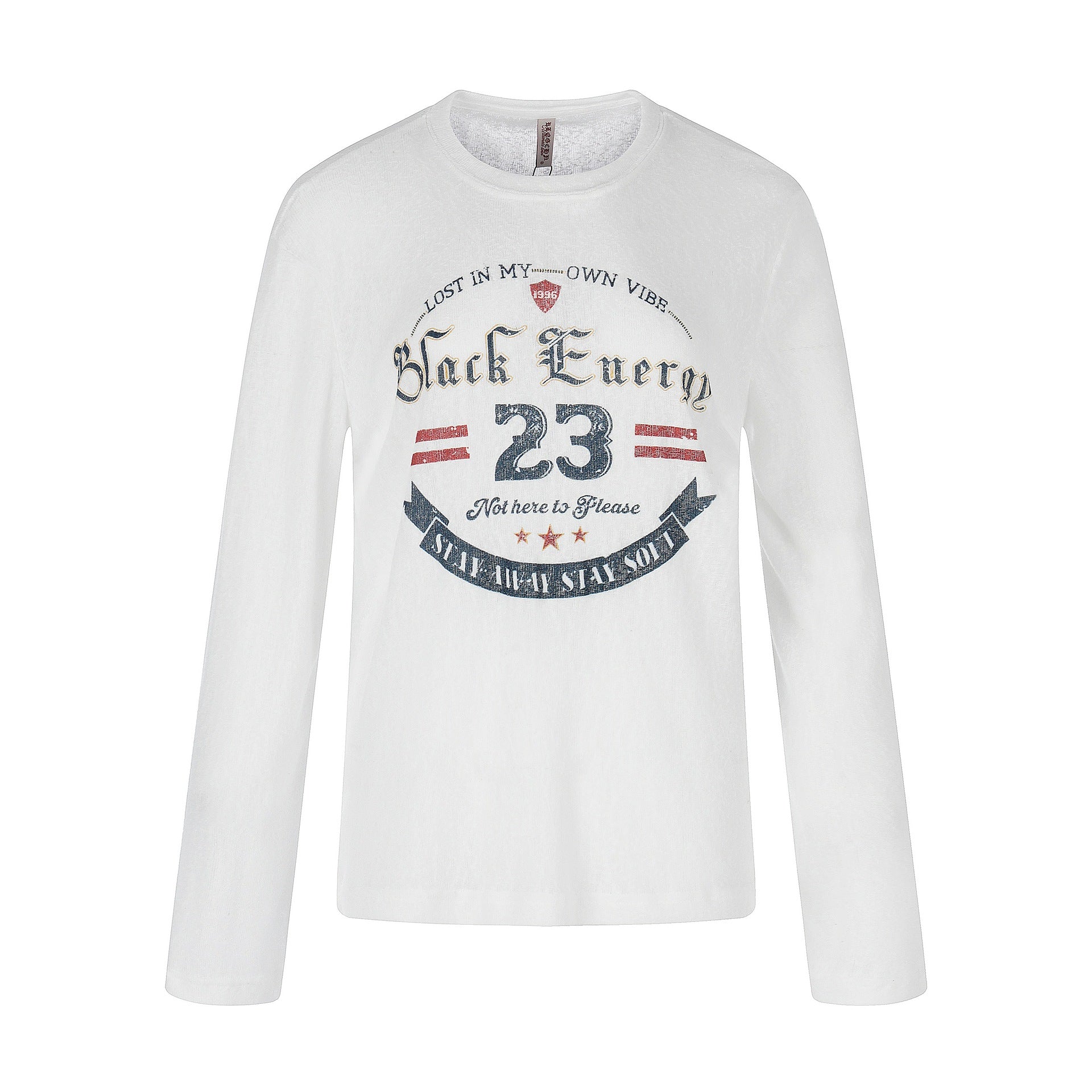 Unisex Long Sleeve Sweatshirt with Vintage Print and Crew Neck Chichicherry