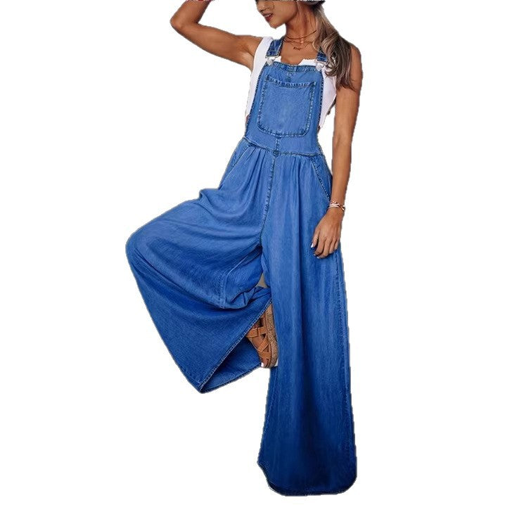 Ladies Wide Overalls in Palazzo Style with Adjustable Straps Chichicherry