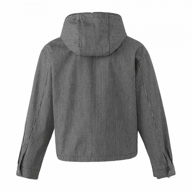 Unisex hooded jacket in boxy cut with double zipper and pinstripe look Chichicherry