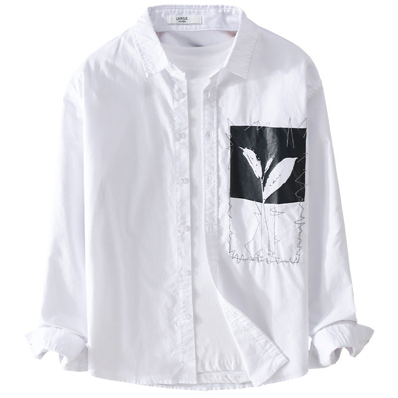 Men's Overshirt-Shirt with Print-Patch and integrated T-Shirt Chichicherry