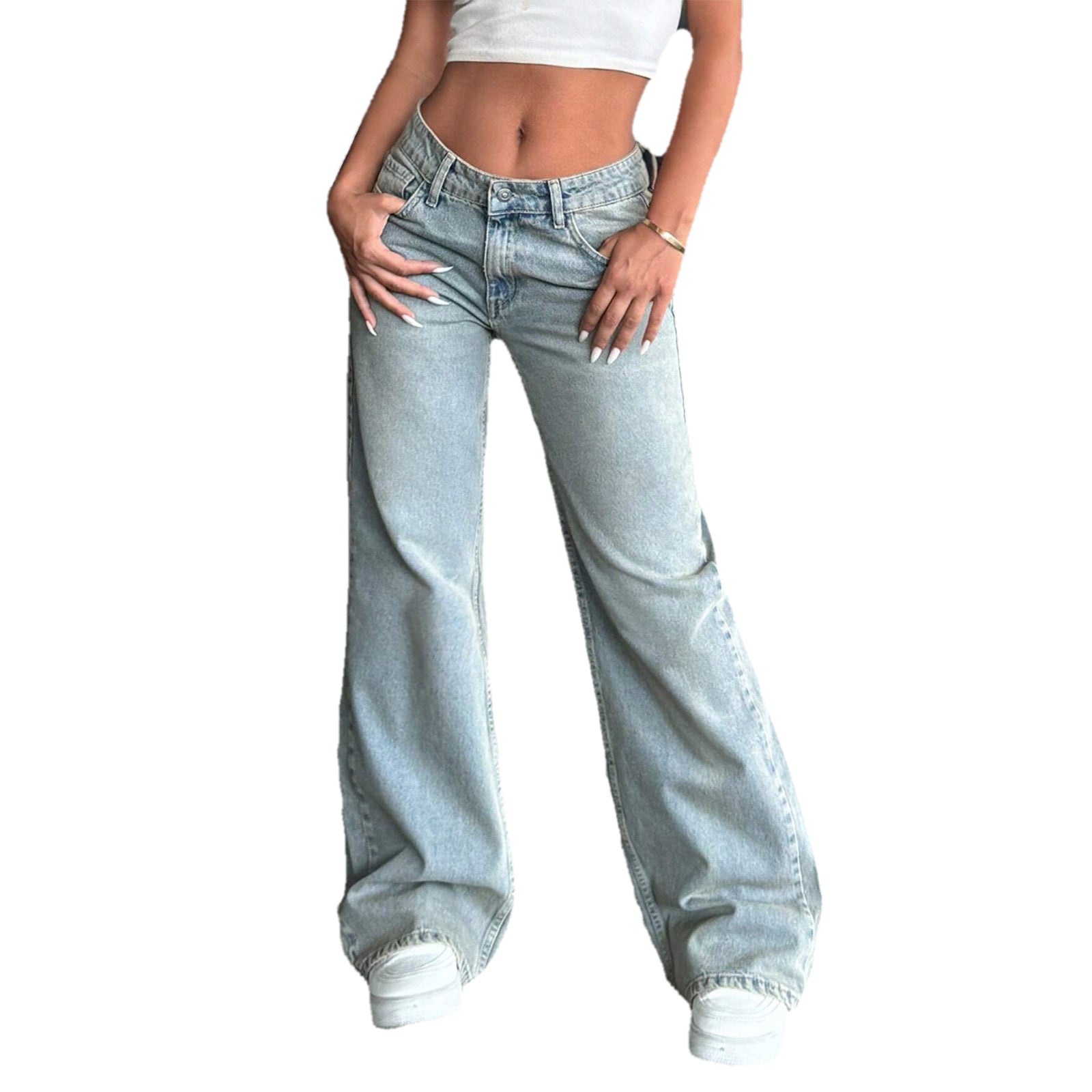 Women low-rise wide flared jeans made of vintage denim Chichicherry