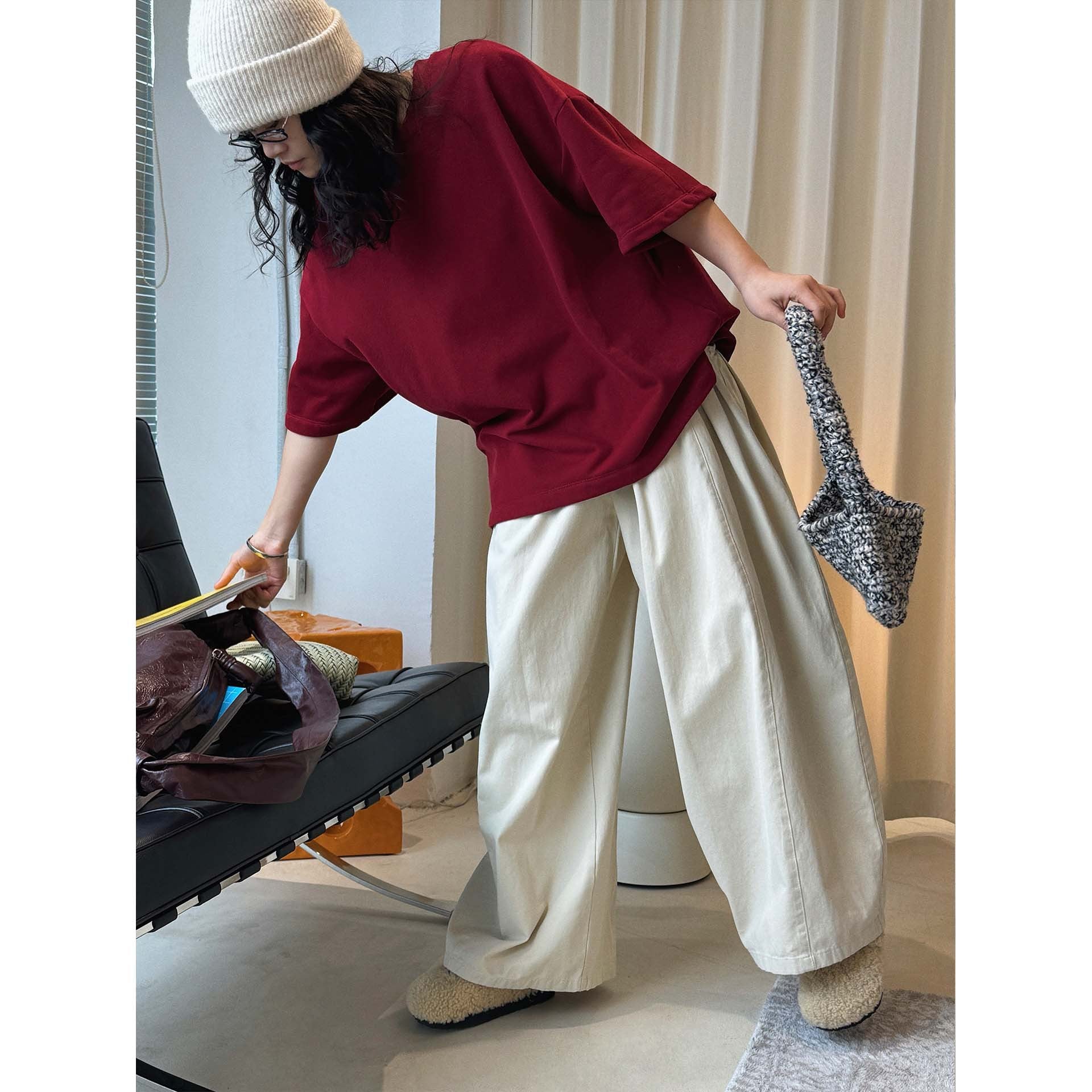 Women's voluminous culotte pants in balloon cut with elastic comfort waistband and patch side pockets Chichicherry