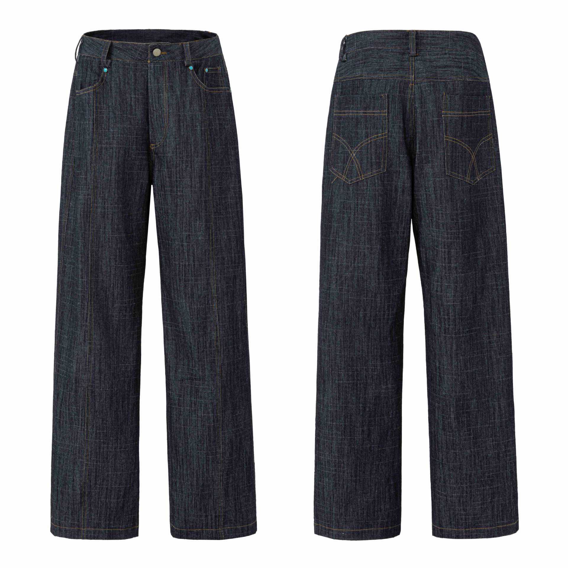 Women wide high-waisted jeans with prominent center seam Chichicherry