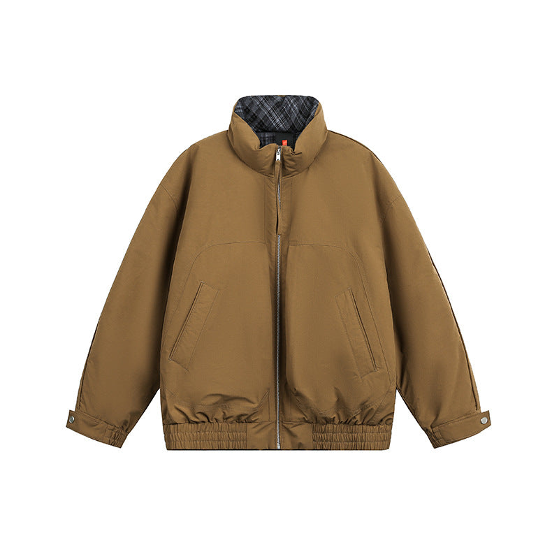 Unisex Oversize Blouson Jacket with Stand-Up Collar and Quilted Inner Lining Chichicherry