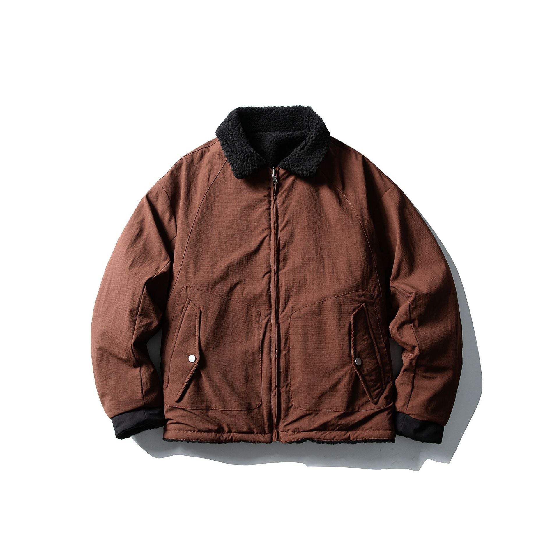 Men's short-cut insulated blouson with sherpa collar and flap pockets Chichicherry