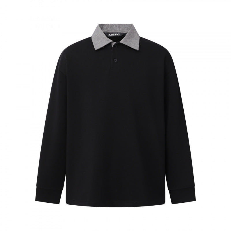 Men's Oversized Polo Shirt in Sweatshirt Style with Contrasting Collar Chichicherry