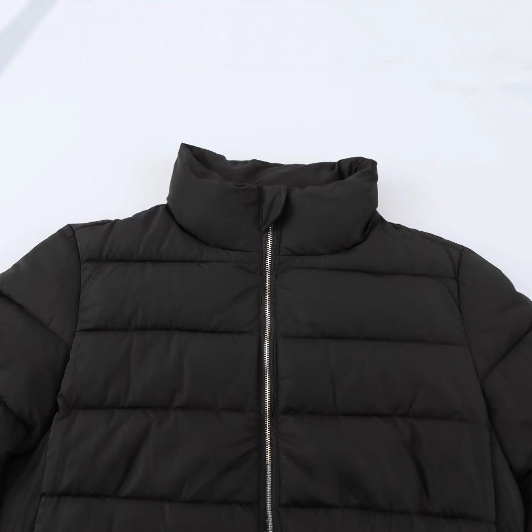 Women's Short Quilted Jacket with Stand-Up Collar, Zipper and Elastic Cuffs Chichicherry