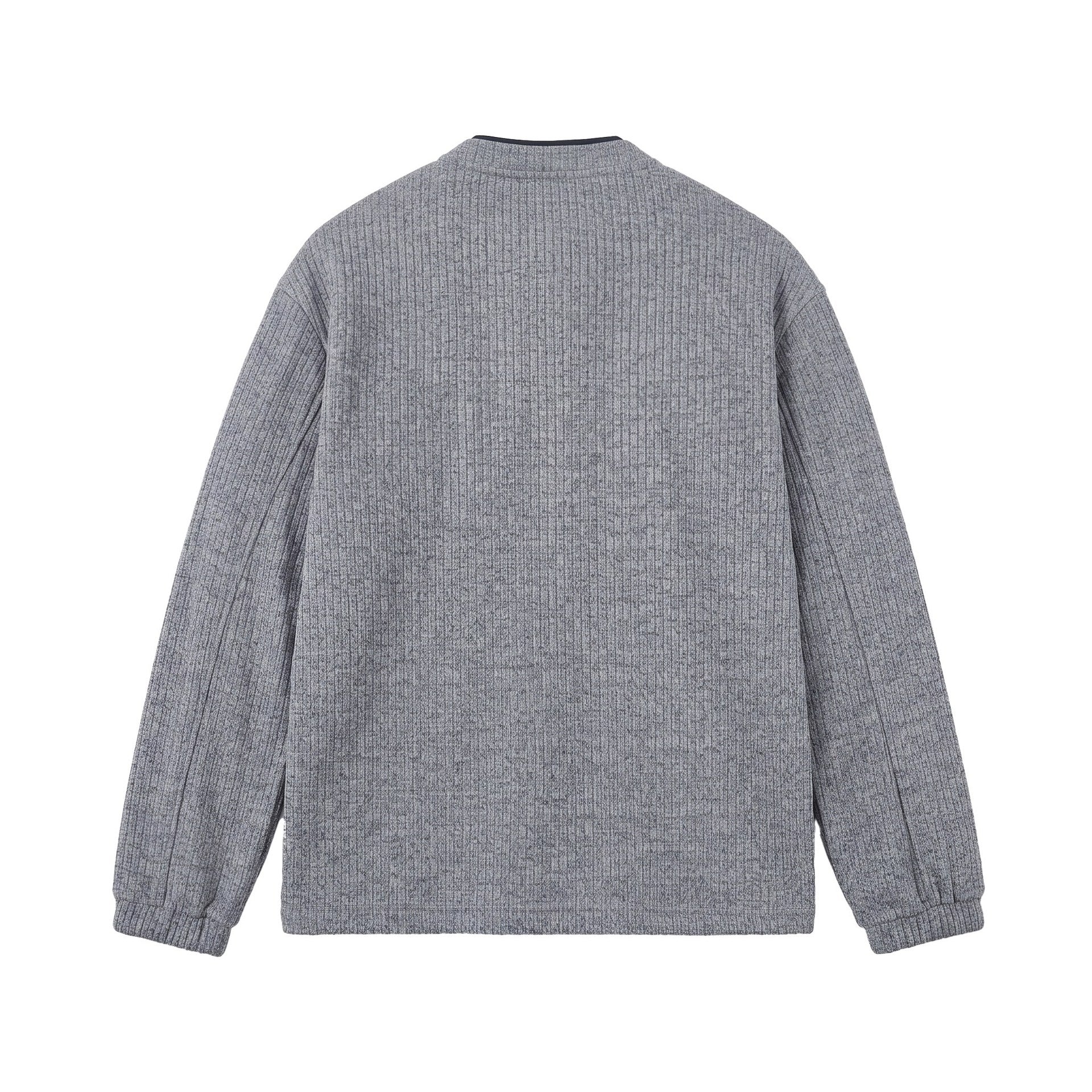 Men's ribbed structure Henley pullover with stand-up collar and button placket Chichicherry