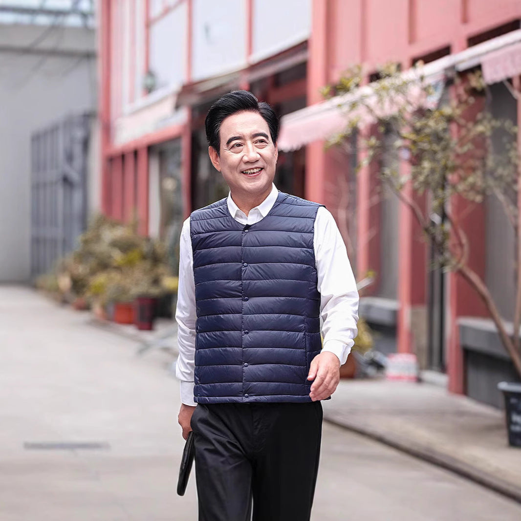 Men's ultra-light padded thermal vest with round neck and snap button closure Chichicherry