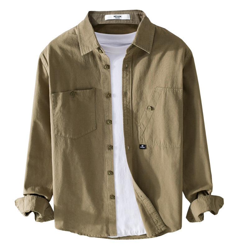 Men's lightweight shirt jacket overshirt made of cotton twill with asymmetrical chest pocket and loose fit Chichicherry