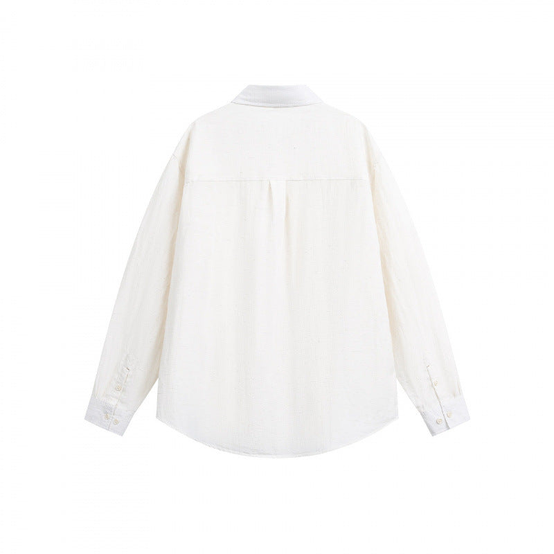 Unisex Oversize Light Linen Blend Shirt with Chest Pocket, Notched Collar and Sleeve Cuff Chichicherry