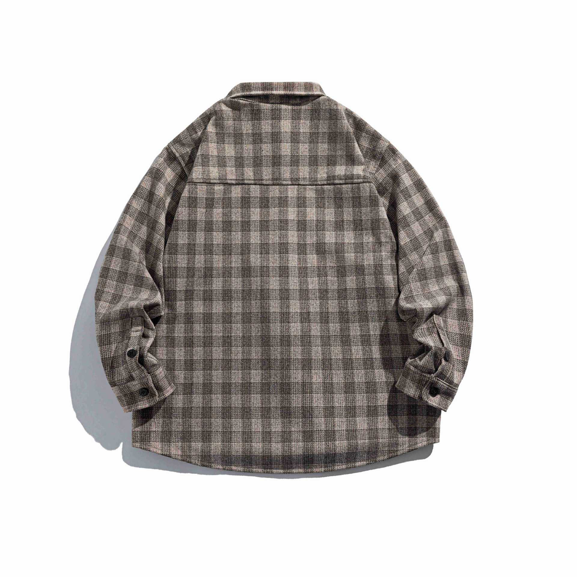Men's checkered shirt jacket made of wool blend with overshirt cut and patched chest pocket Chichicherry