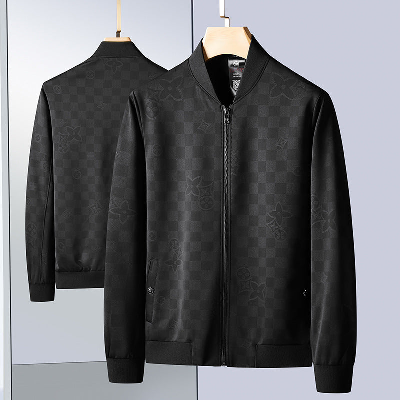 Men's Slim-Fit Jacquard Bomber Jacket with tonal pattern, zipper and ribbed cuffs Chichicherry