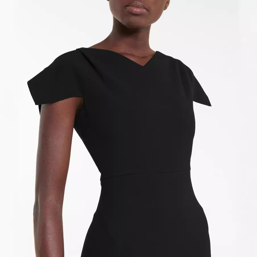 Women's Simple Pencil Dress with Tailored Silhouette and Structured Shoulder Straps Chichicherry