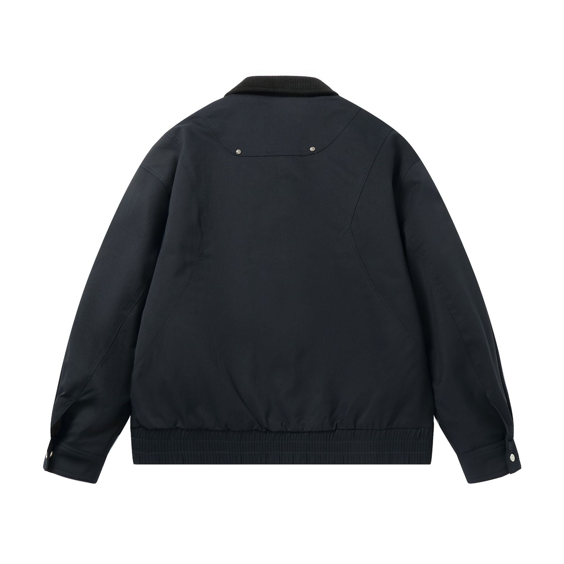 Men's cropped boxy blouson with corduroy collar, two-way zipper, and flap pockets Chichicherry