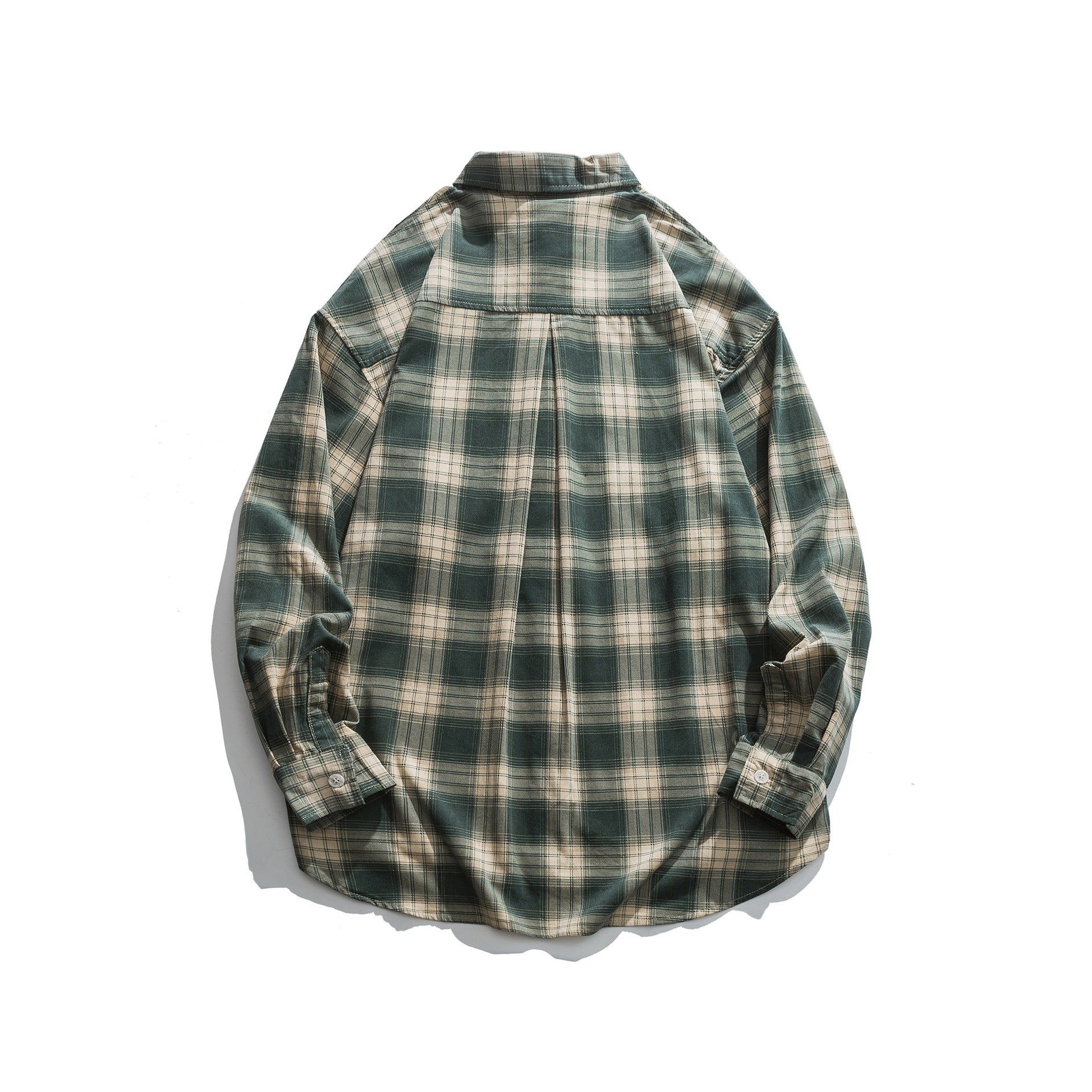 Men's oversized check shirt made of lightweight cotton blend with patch chest pocket and rounded hem Chichicherry