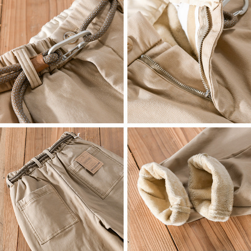 Women's Lined Chino Pants with Elastic Waistband and Tapered Legs Chichicherry