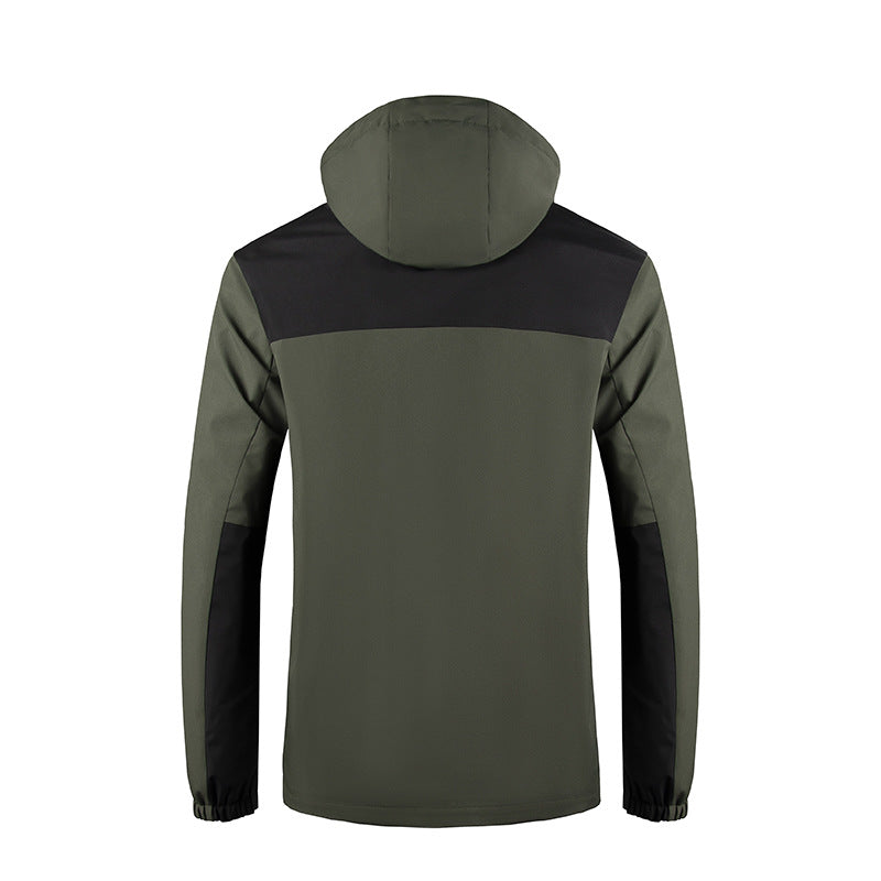 Men's Wind and Water Resistant Softshell Jacket with Hood and Concealed Zipper Chichicherry