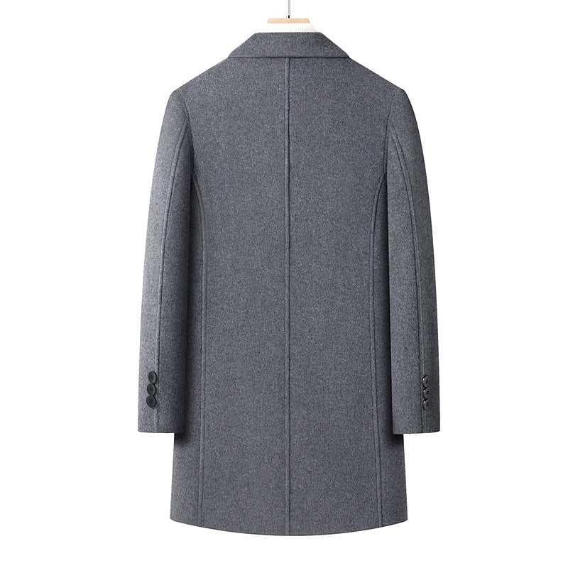 Men's Wool Coat Single-Breasted Business Overcoat with Classic Lapels Chichicherry