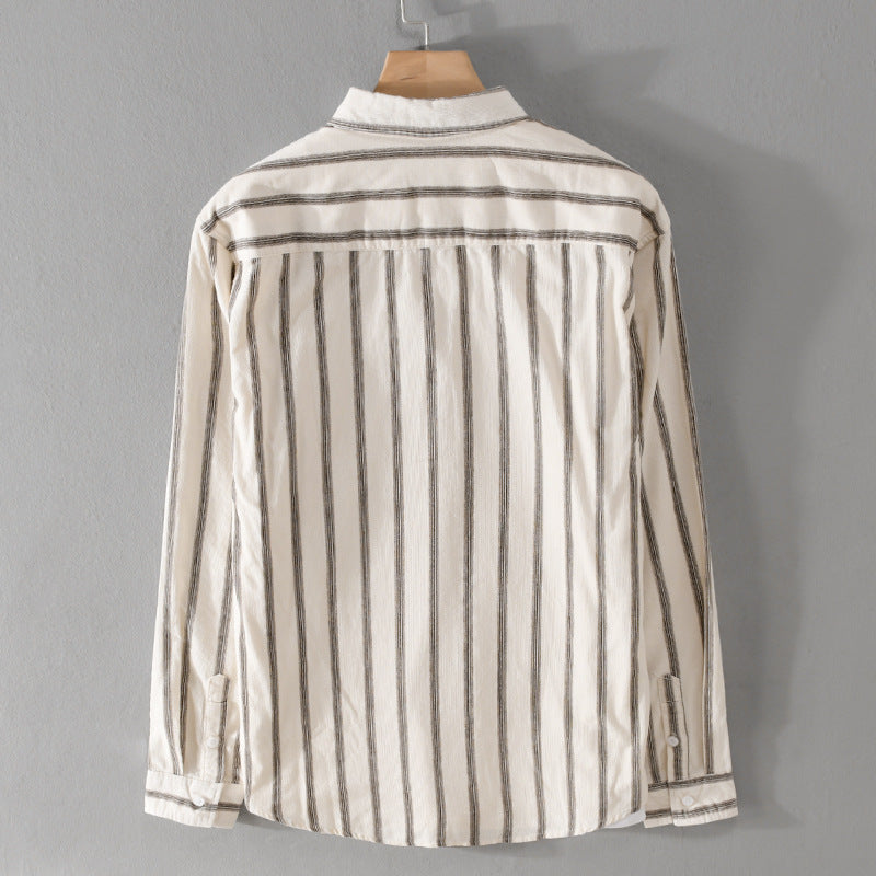 Men's Striped Oversize Shirt made of Cotton Blend with Chest Pocket and Relaxed Fit Chichicherry