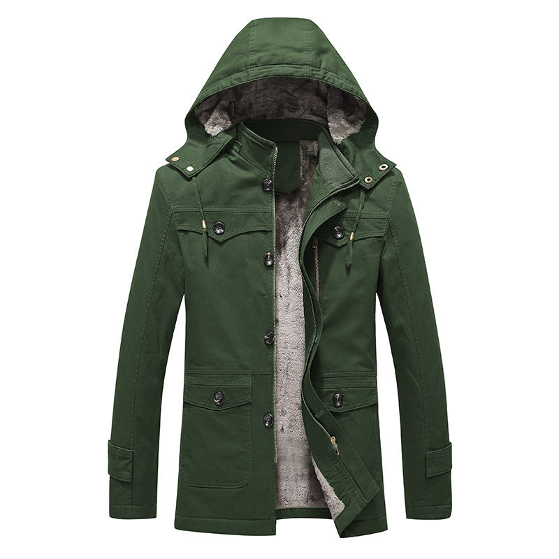 Men's padded canvas parka with fixed hood, cozy teddy inner lining, and multiple pockets Chichicherry