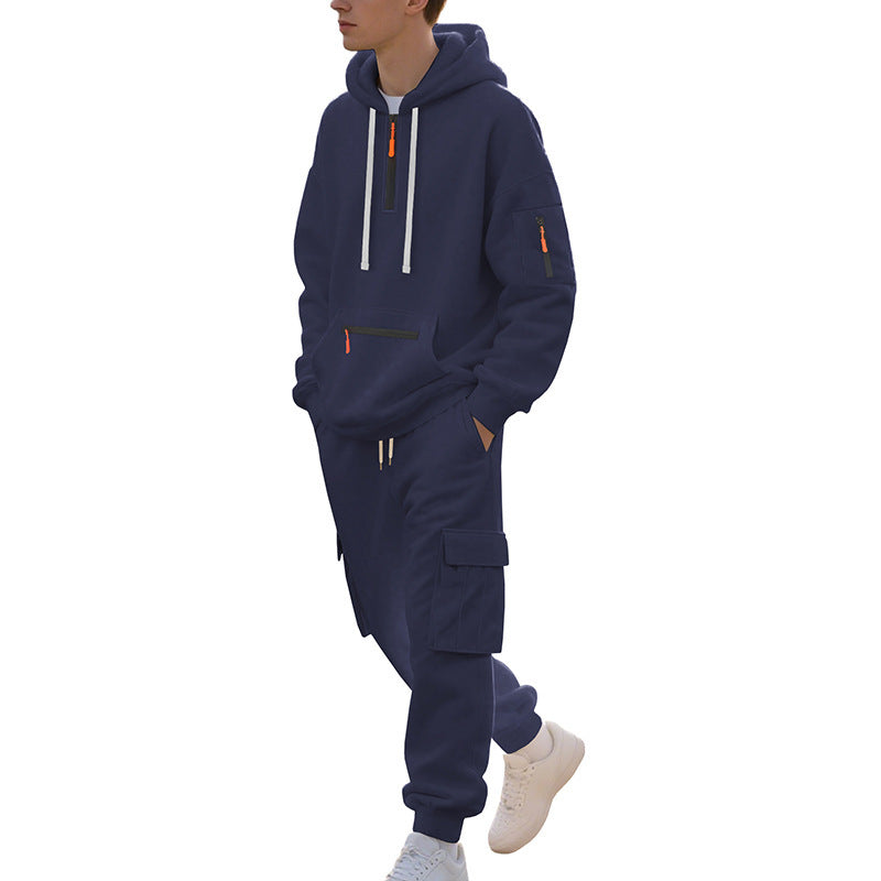 Men's Urban Cargo Jogging Set with Utility Hoodie, Zipper Details and Cargo Joggers Chichicherry