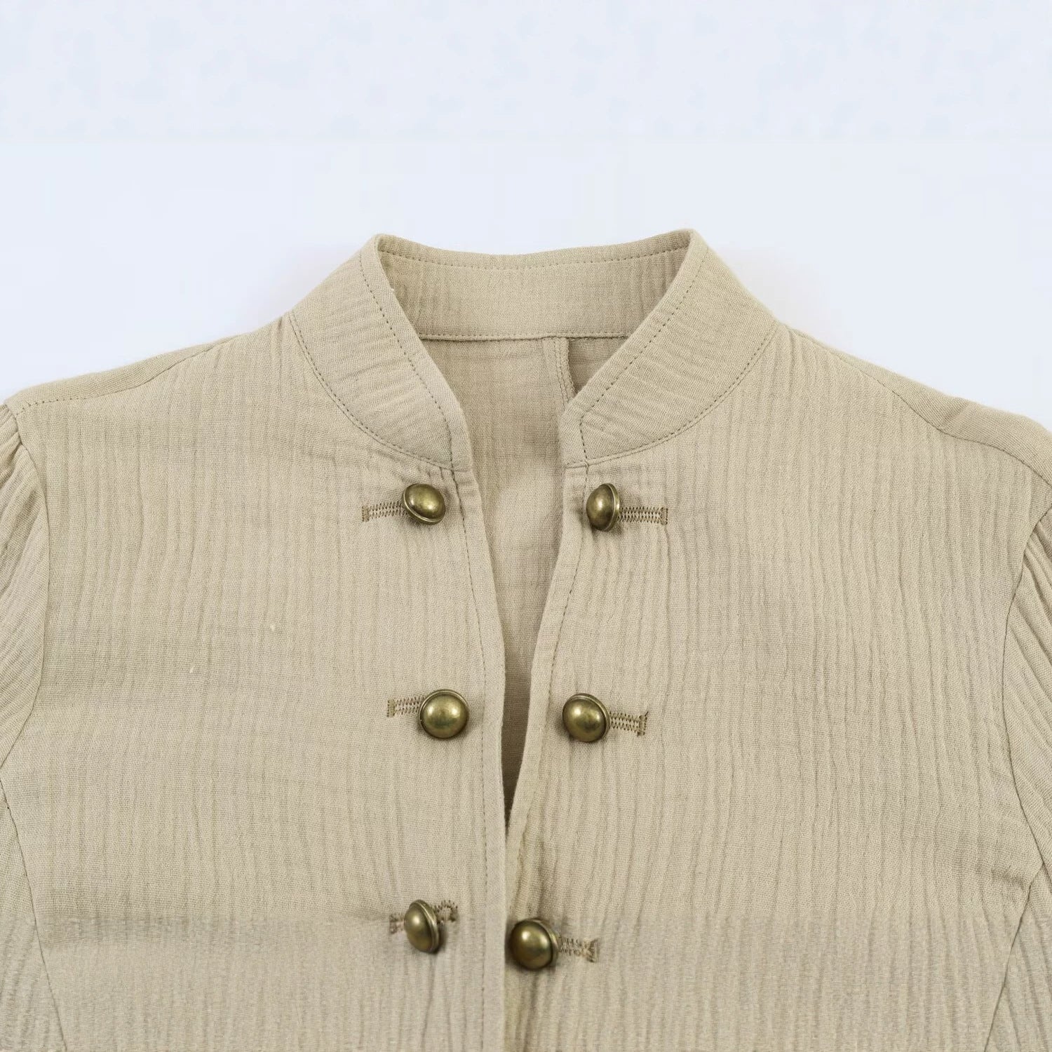 Women's lightweight structured cotton jacket with stand-up collar and decorative buttons Chichicherry